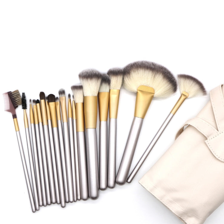 Kit di strumenti per pennelli per trucco di bellezza beige 18 in 1 di alta qualità, dimensioni: 25 * 46 cm