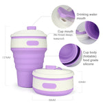 Tazza da viaggio multifunzione pieghevole portatile in silicone da 350 ml