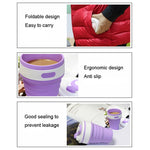 Tazza da viaggio multifunzione pieghevole portatile in silicone da 350 ml