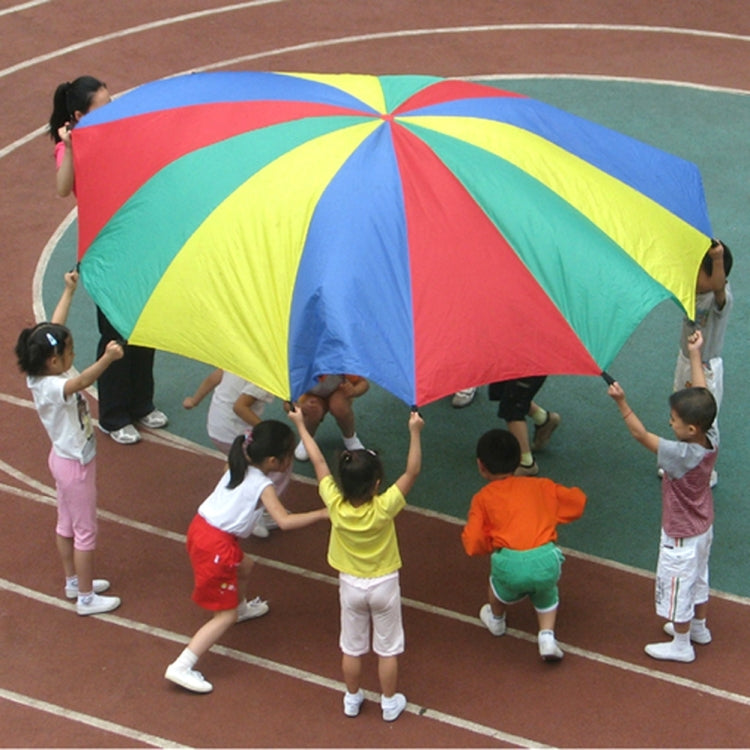 2 m Bambini Gioco all'aperto Esercizio Sport Giocattoli Arcobaleno Ombrello Paracadute Gioca a un giocattolo divertente con 8 cinghie per maniglie per famiglie / Asili nido / Parchi divertimenti, 2m 8 Handle Straps