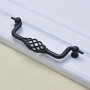 6100-160 Maniglia per porta del cassetto dell'armadio del guardaroba in ferro a forma di gabbia per uccelli classica, distanza tra i fori: 160 mm (nero opaco), 6100-160 Matte Black