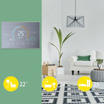 Termostato ambiente rotondo con display LCD e riscaldamento acqua