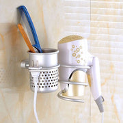 Supporto per asciugacapelli, supporto da parete, supporto per appendiabiti, gancio per organizzatore, staffa a spirale per bagno, With Mesh Holder