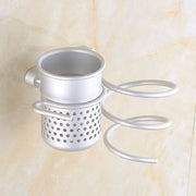 Supporto per asciugacapelli, supporto da parete, supporto per appendiabiti, gancio per organizzatore, staffa a spirale per bagno, With Mesh Holder