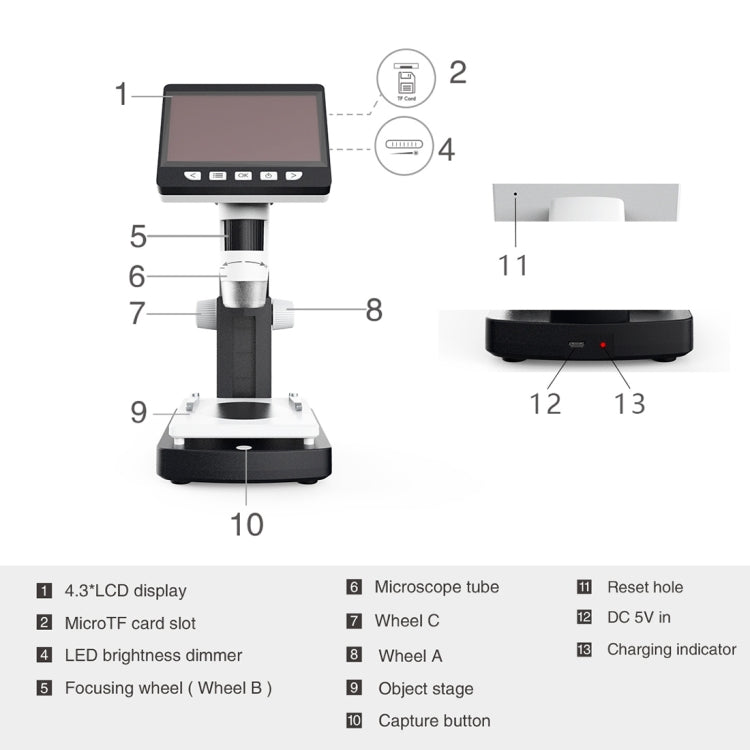 inskam306 HD Digital Microscope with 4.3 inch Screen and HDMI Port 1080P, inskam306