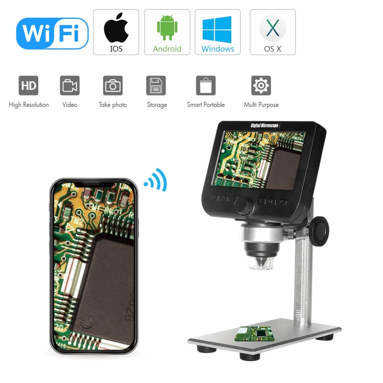 inskam317 WiFi HD Digital Microscope with 4.3 inch 1080P LCD Screen, Metal Bracket