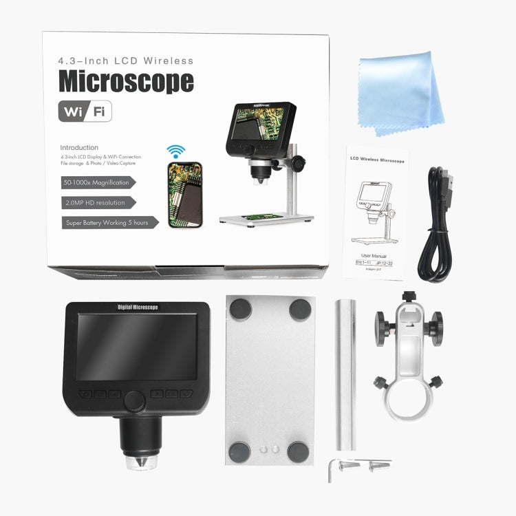 inskam317 WiFi HD Digital Microscope with 4.3 inch 1080P LCD Screen, Metal Bracket