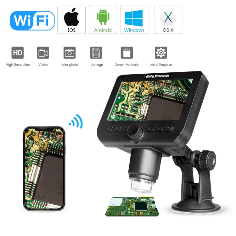 inskam317 4.3 inch 1080P HD WiFi Digital Microscope LCD Screen Sucker Bracket