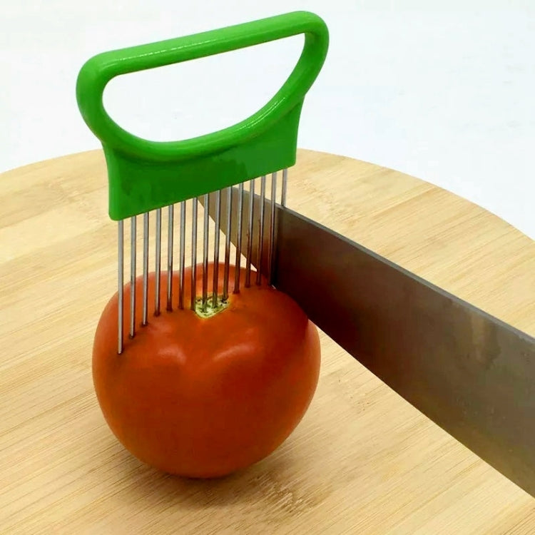 Utensili da cucina per aghi per carne con supporto per taglierina per cipolle in acciaio inossidabile, Orange, Green, Blue, White