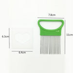 Utensili da cucina per aghi per carne con supporto per taglierina per cipolle in acciaio inossidabile, Orange, Green, Blue, White