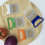 Utensili da cucina per aghi per carne con supporto per taglierina per cipolle in acciaio inossidabile, Orange, Green, Blue, White
