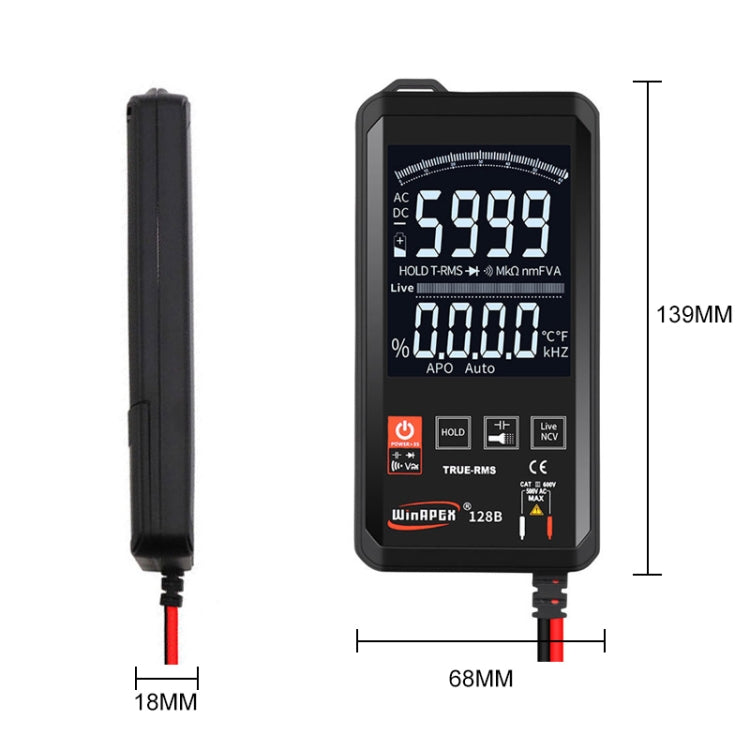 HY128B Ultra-thin Touch Intelligent Digital Multimeter with Reverse Display High Precision Fully Automatic Actual Value Multimeter,HY128B