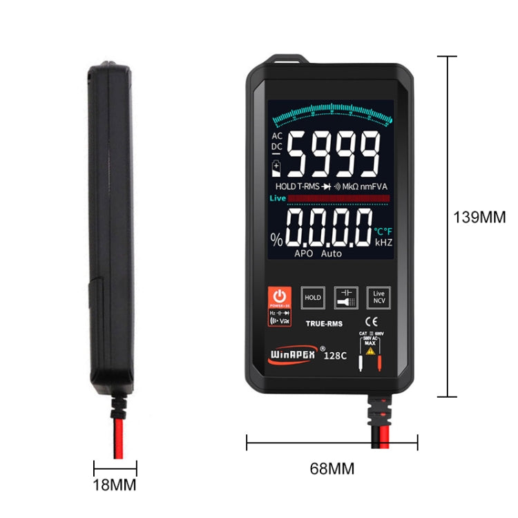 HY128C Ultra-thin Color Screen Intelligent Touch Digital Multimeter Fully Automatic High Precision True Effective Value Multimeter,HY128C