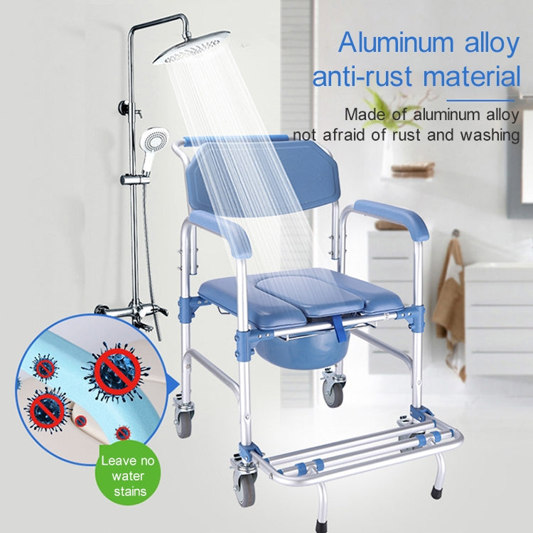 Sedile WC con ruote in lega di alluminio per anziani