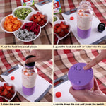 Bingo 500 ml Mini portatile USB ricaricabile spremiagrumi elettrico tazza spremiagrumi frullatore, 22000 giri al minuto, 2 Blade Head Pink, 2 Blade Head Green, 2 Blade Head Blue, 2 Blade Head Purple, 2 Blade Head Red