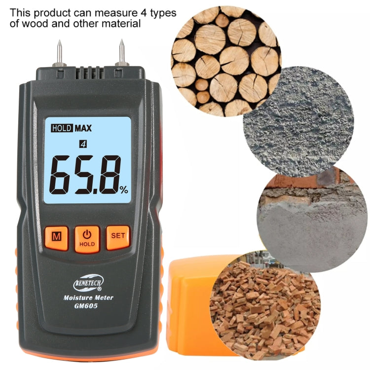 BENETECH GM605 Digital Wood Moisture Meter Humidity Tester Timber Moisture Detector, GM605