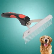 Pettini per cani di grossa taglia Rastrello per toelettatura in acciaio inossidabile Pettine con manico in gomma Spazzola per parrucchiere, Dimensioni: 17,0x16,0 cm, Big Dog Hair Combs