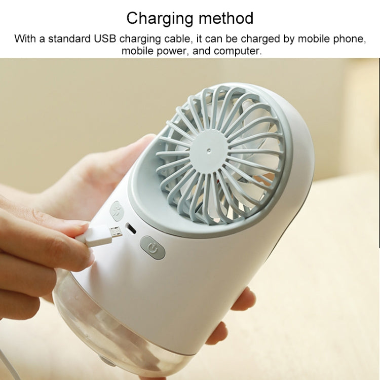 Multifunctional USB Charging Electric Desk Fan and Spray Humidification with Warm Yellow LED Reading Lamp, Support 3-Speed ​​Control