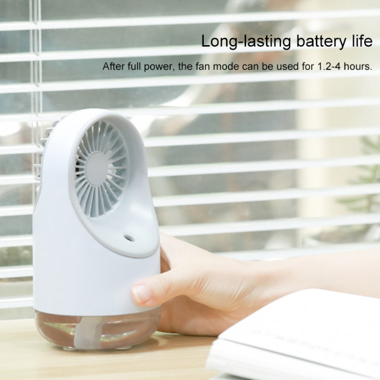 Multifunctional USB Charging Electric Desk Fan and Spray Humidification with Warm Yellow LED Reading Lamp, Support 3-Speed ​​Control