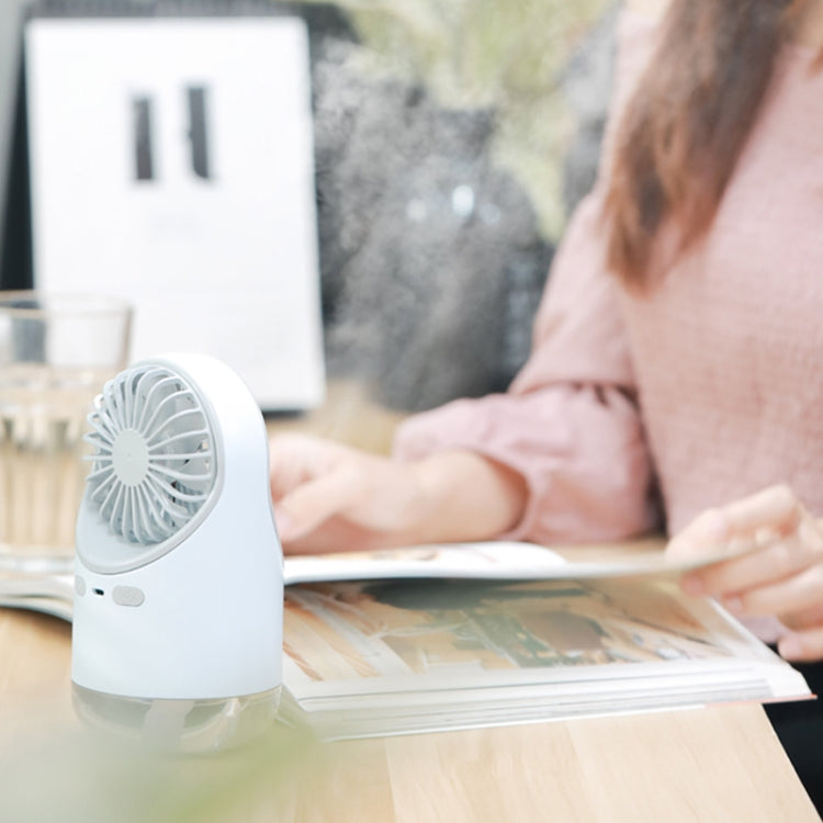 Ventilatore elettrico da tavolo multifunzione con ricarica USB e umidificazione spray con lampada da lettura a LED gialla calda, supporta il controllo a 3 velocità