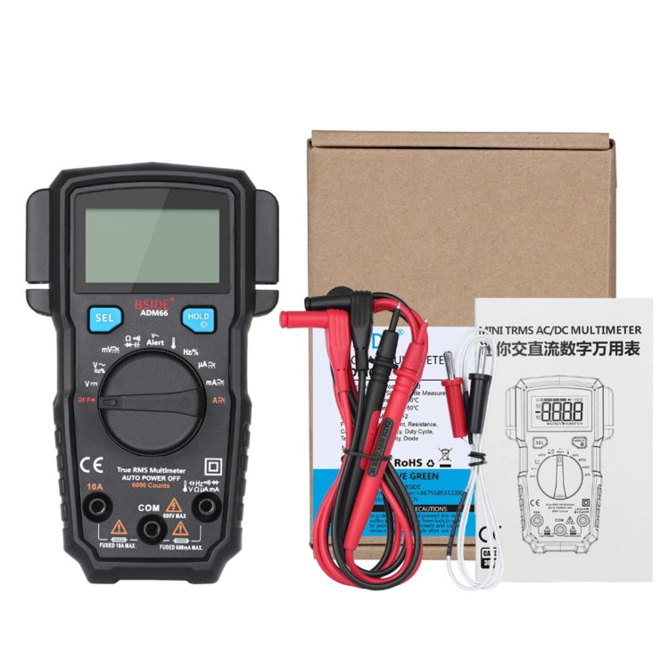 BSIDE ADM66 6000 Counts AC/DC Current Voltage Capacitor Household Portable Multimeter with LCD Backlight and Card Slot Function