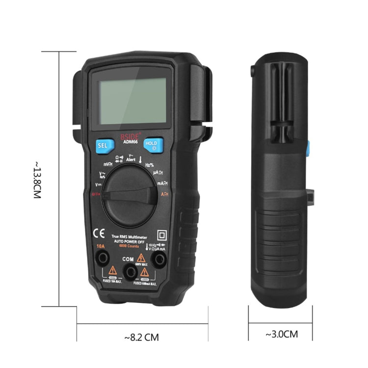 BSIDE ADM66 6000 Counts AC/DC Current Voltage Capacitor Household Portable Multimeter with LCD Backlight and Card Slot Function