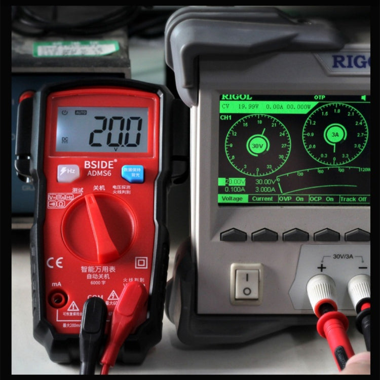 BSIDE ADMS6 Small Size Fully Automatic High Precision Intelligent Digital Multimeter with HD Digital Display and Shockproof Cover, Support Function Range Switch and Pen Holder on Both Sides