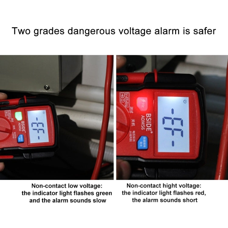 BSIDE ADMS6 Small Size Fully Automatic High Precision Intelligent Digital Multimeter with HD Digital Display and Shockproof Cover, Support Function Range Switch and Pen Holder on Both Sides