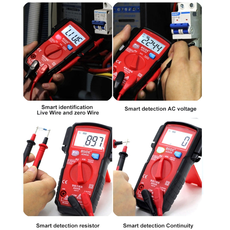 BSIDE ADMS6 Small Size Fully Automatic High Precision Intelligent Digital Multimeter with HD Digital Display and Shockproof Cover, Support Function Range Switch and Pen Holder on Both Sides