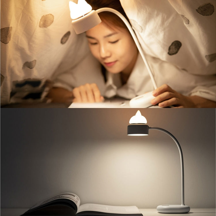Lampada da notte da scrivania a LED con design a doppia sorgente luminosa a forma di gatto, supporta 3 controlli di luminosità