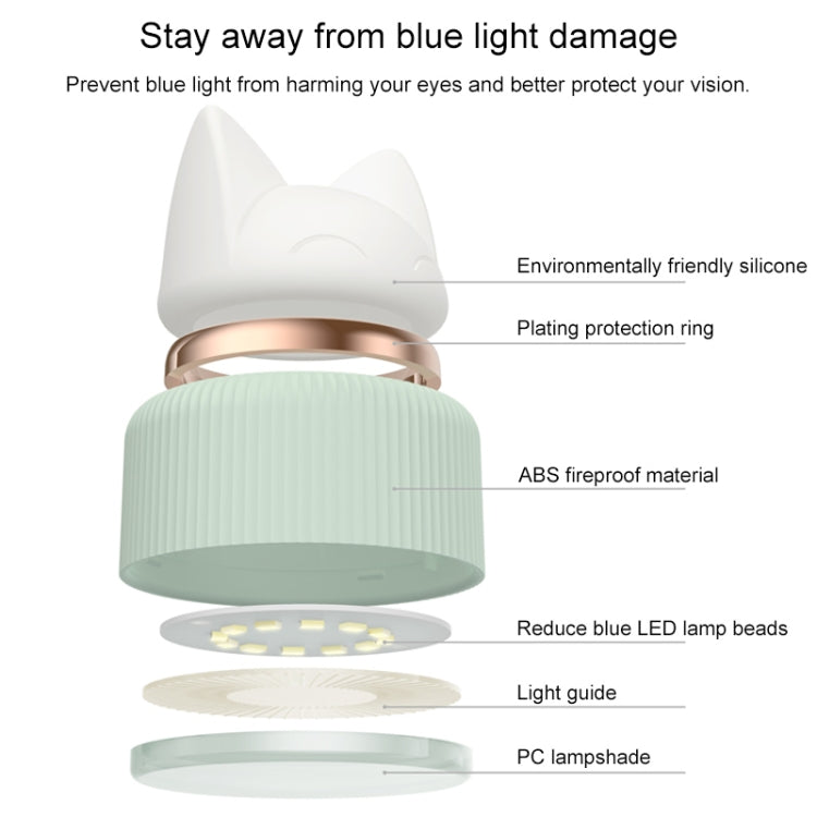 Lampada da notte da scrivania a LED con design a doppia sorgente luminosa a forma di gatto, supporta 3 controlli di luminosità