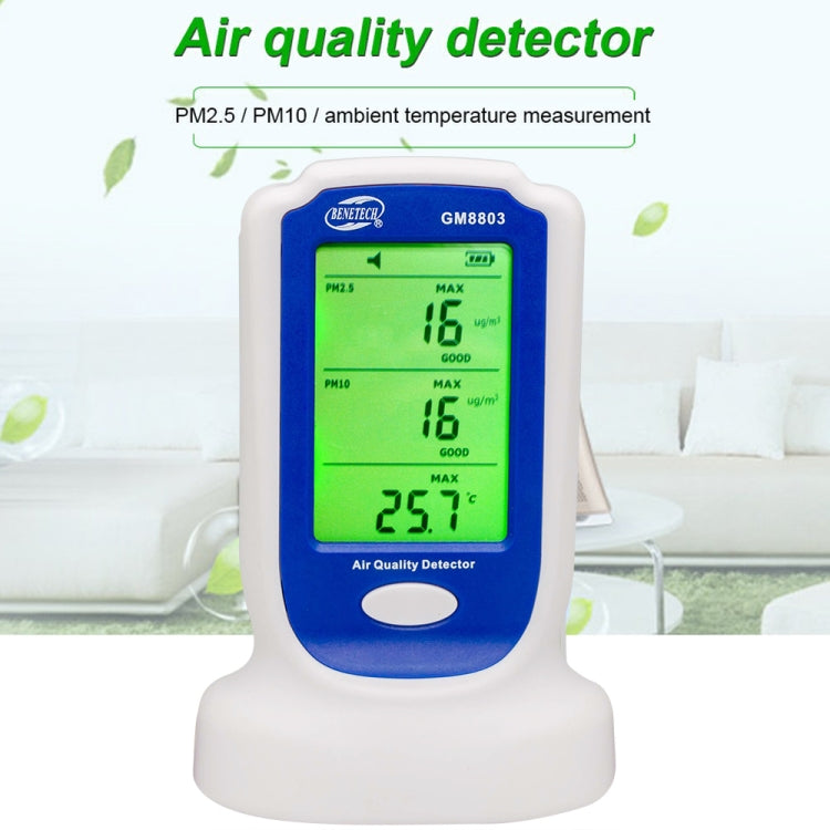 BENETECH GM8803 Rilevatore di qualità dell'aria interna domestica Tester di foschia e smog PM2.5 Analizzatori di gas PM10