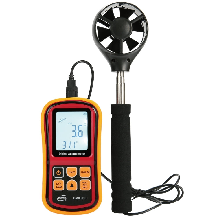 BENETECH GM8901+ High Precision Anemometer Wind Speed ​​Indicator Temperature Meter Digital LCD Display Gauge Measurement Tool, GM8901+