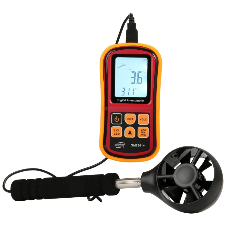 BENETECH GM8901+ High Precision Anemometer Wind Speed ​​Indicator Temperature Meter Digital LCD Display Gauge Measurement Tool, GM8901+