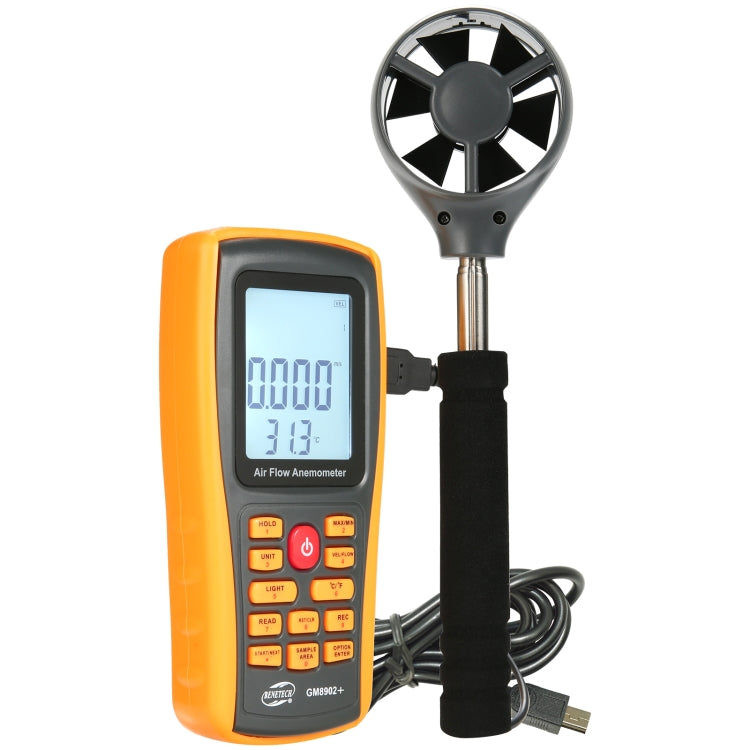 BENETECH GM8902+ LCD Display Digital Anemometer Air Flow Wind Speed ​​Meter, GM8902+