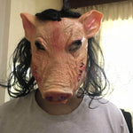 Maschera di Halloween Cappello in lattice con testa di maiale Halloween Festival Party Fancy Pig Face Maschere in maschera con capelli, Pig Head