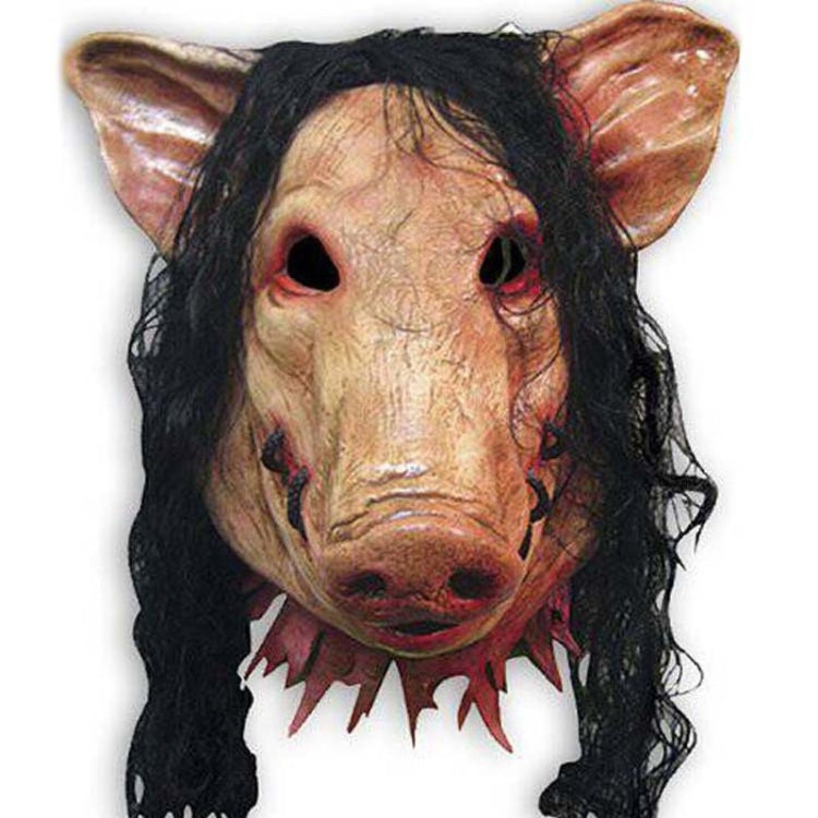 Maschera di Halloween Cappello in lattice con testa di maiale Halloween Festival Party Fancy Pig Face Maschere in maschera con capelli, Pig Head