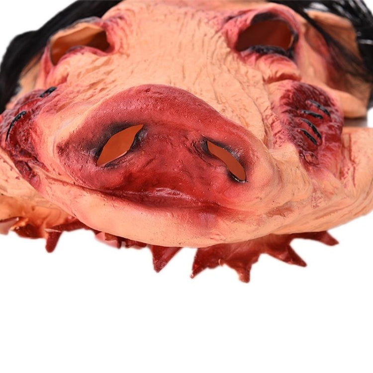 Maschera di Halloween Cappello in lattice con testa di maiale Halloween Festival Party Fancy Pig Face Maschere in maschera con capelli, Pig Head