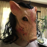 Maschera di Halloween Cappello in lattice con testa di maiale Halloween Festival Party Fancy Pig Face Maschere in maschera con capelli, Pig Head