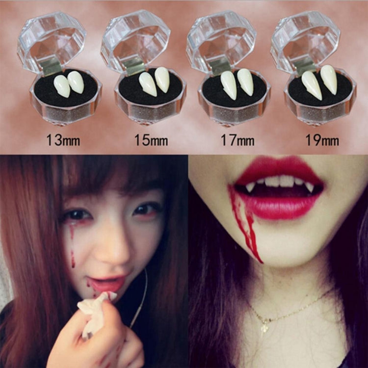 1 paio di dentiere per protesi da festa di Halloween da 13 mm, denti da zanne da diavolo zombi vampiro, 13mm