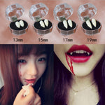 1 paio di dentiere per feste di Halloween da 17 mm, denti da vampiro, zombie, diavolo, zanne, 17mm