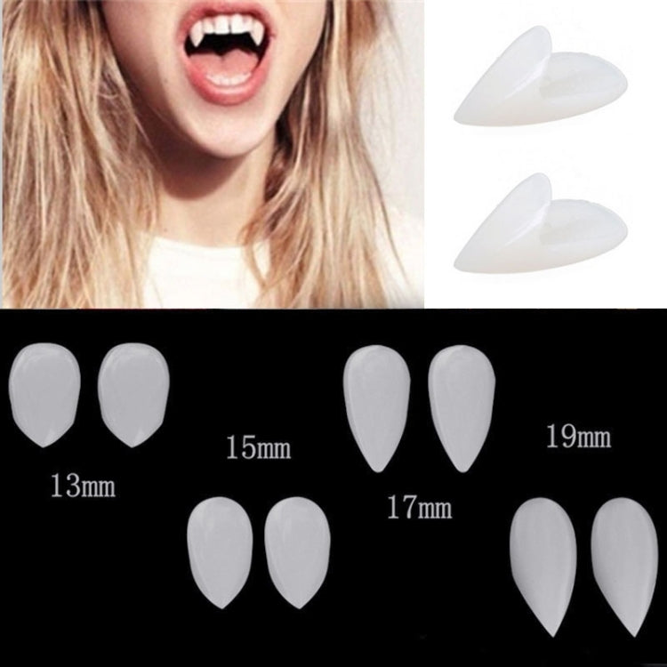 1 paio di dentiere per feste di Halloween da 19 mm, denti da vampiro, zombie, diavolo, zanne, 19mm