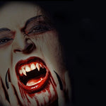 1 paio di dentiere per feste di Halloween da 19 mm, denti da vampiro, zombie, diavolo, zanne, 19mm