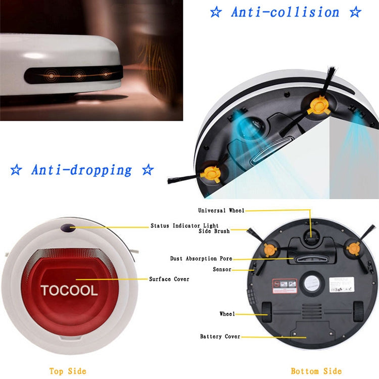 TOCOOL TC-350 Aspirapolvere intelligente Robot per la pulizia domestica con telecomando