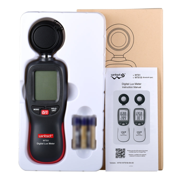 Wintact WT81 Digital Lux Meter for Various Occasions in Factory/School/Home, Range: 0-200,000 Lux