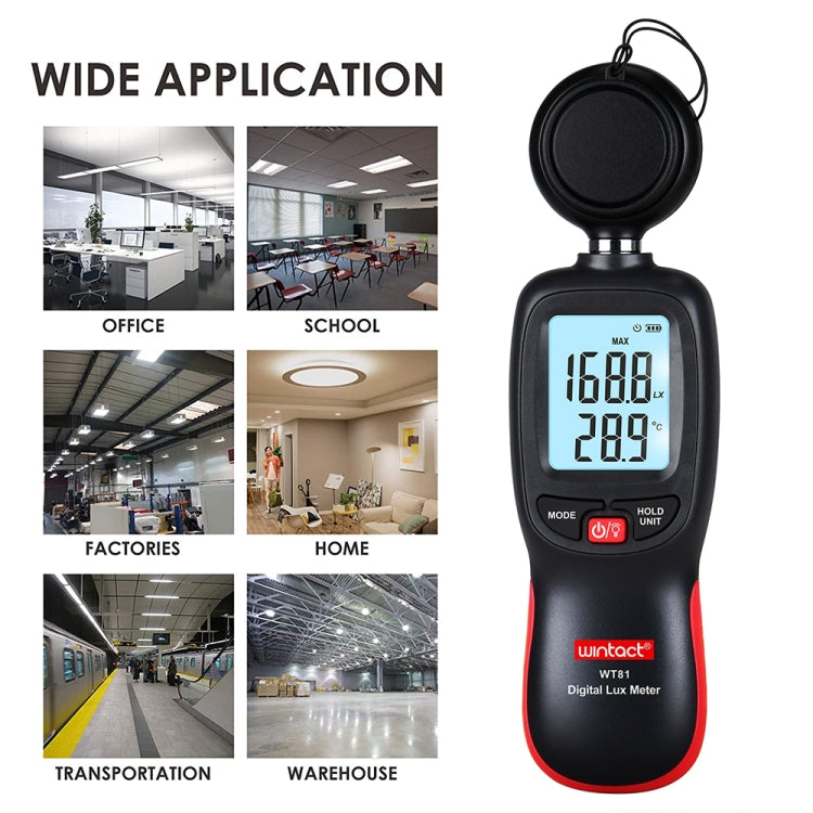 Wintact WT81 Digital Lux Meter for Various Occasions in Factory/School/Home, Range: 0-200,000 Lux