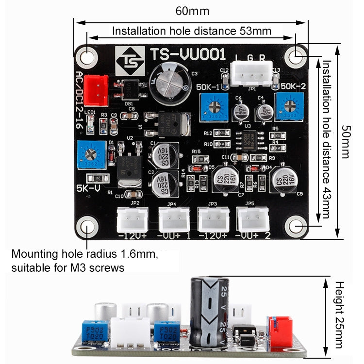 TR-35W VU Meter Misuratore di Livello Audio 12V