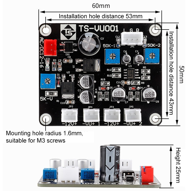 TR-35W VU Meter Power Amplifier AMP DB Table Audio Level Meter Sound Pressure Meter, TR-35W