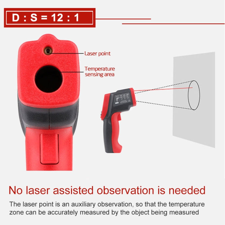 Wintact WT700 -50 gradi C~750 gradi C Termometro digitale a infrarossi portatile senza contatto per esterni portatile, WT700