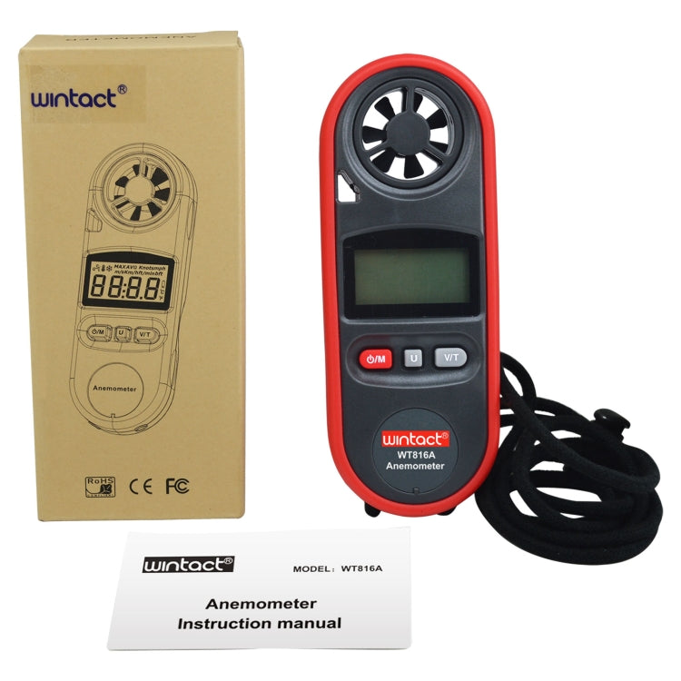 Anemometro termometro elettronico digitale Wintact WT816A, WT816A